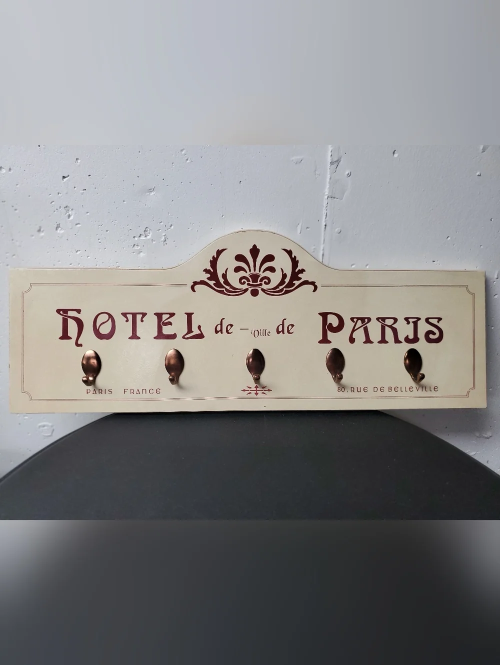 Vintage Style 'Hotel de Paris' Cream Wall Hook Rack